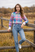 Checked Ruffled Retro Long Sleeve button-up shirt.