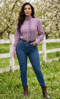 Striped Ruffled Retro Long Sleeve button-up Blouse