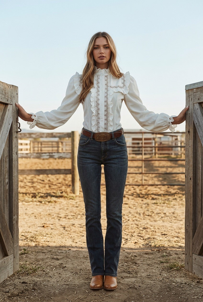Long Sleeve French Style Vintage Lace Blouse