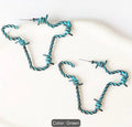 Blue Barb-Wire look Bull-head Earings