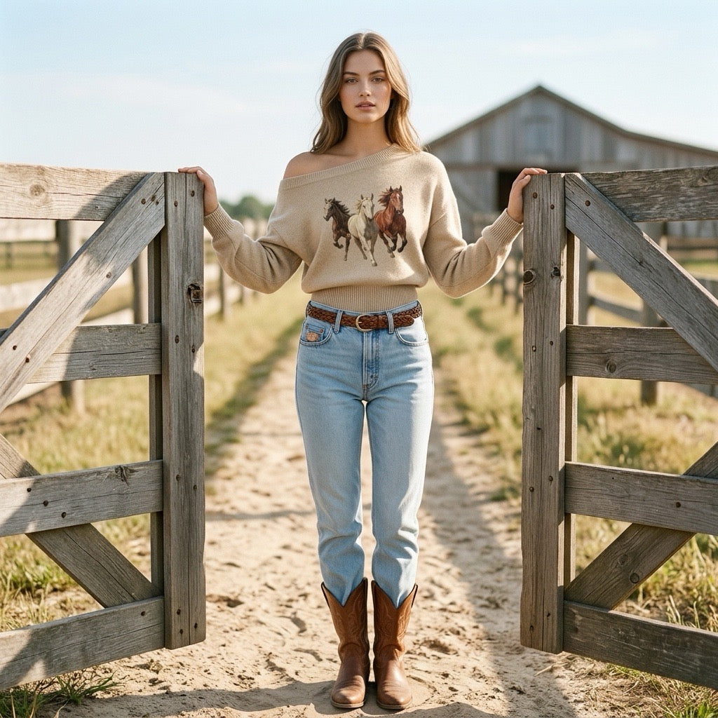 Women’s Off-Shoulder Cropped Sweater
