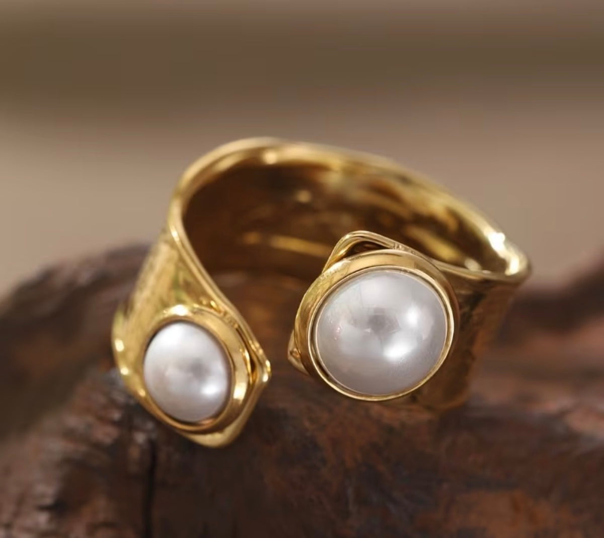 Gold Imitation Pearl Ring