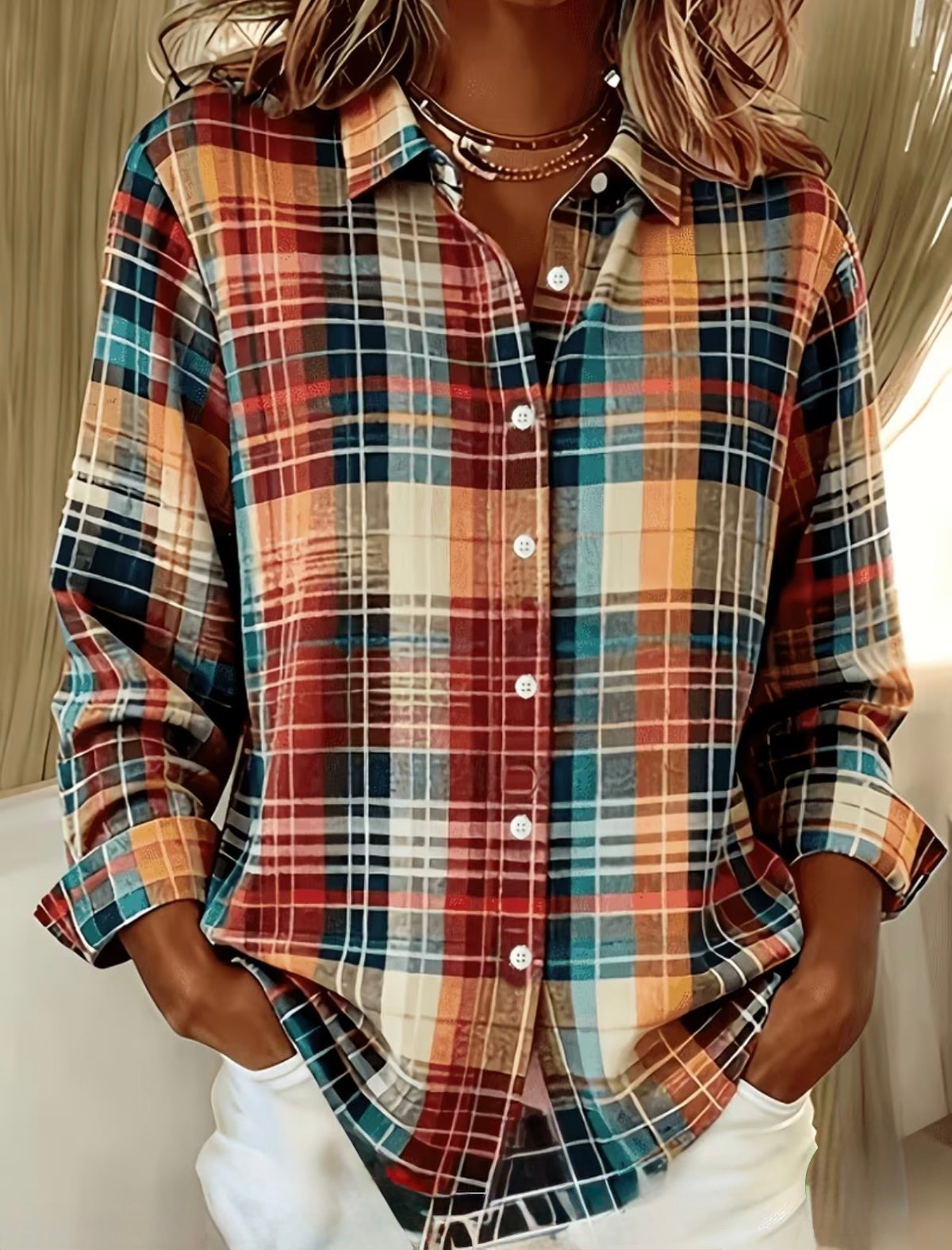 Checked Ladies Designed Blouse
