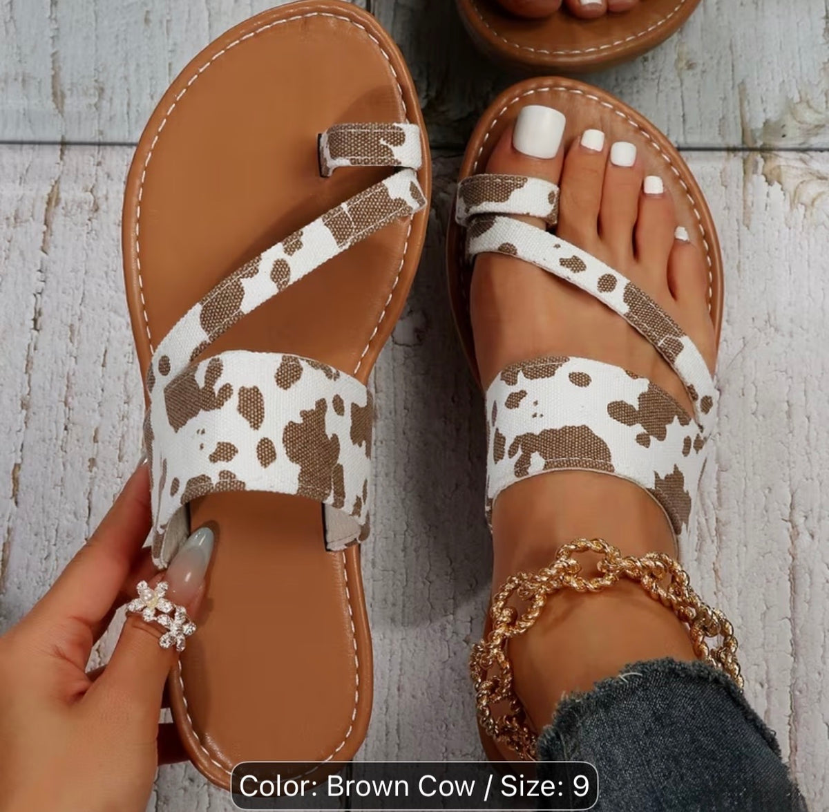 Women’s Cow Pattern Slide Sandals