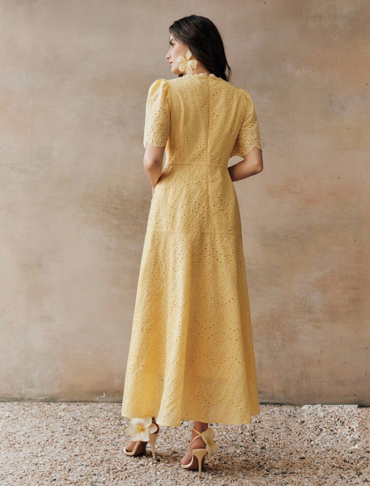 Romantic Floral Trim Round Neck Elegant Dress