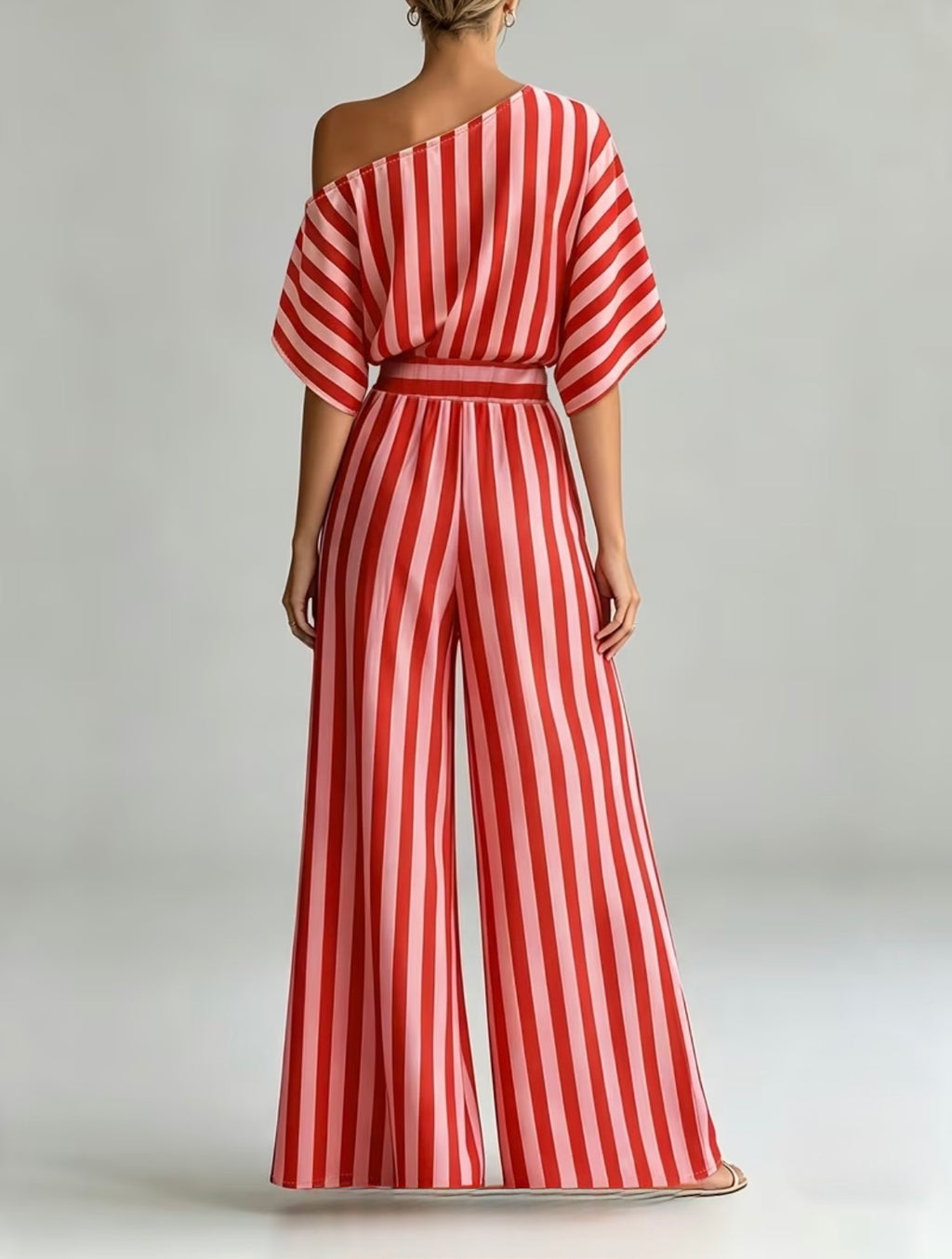 Bohemian Style off-Shoulder Striped 2 pcs Set
