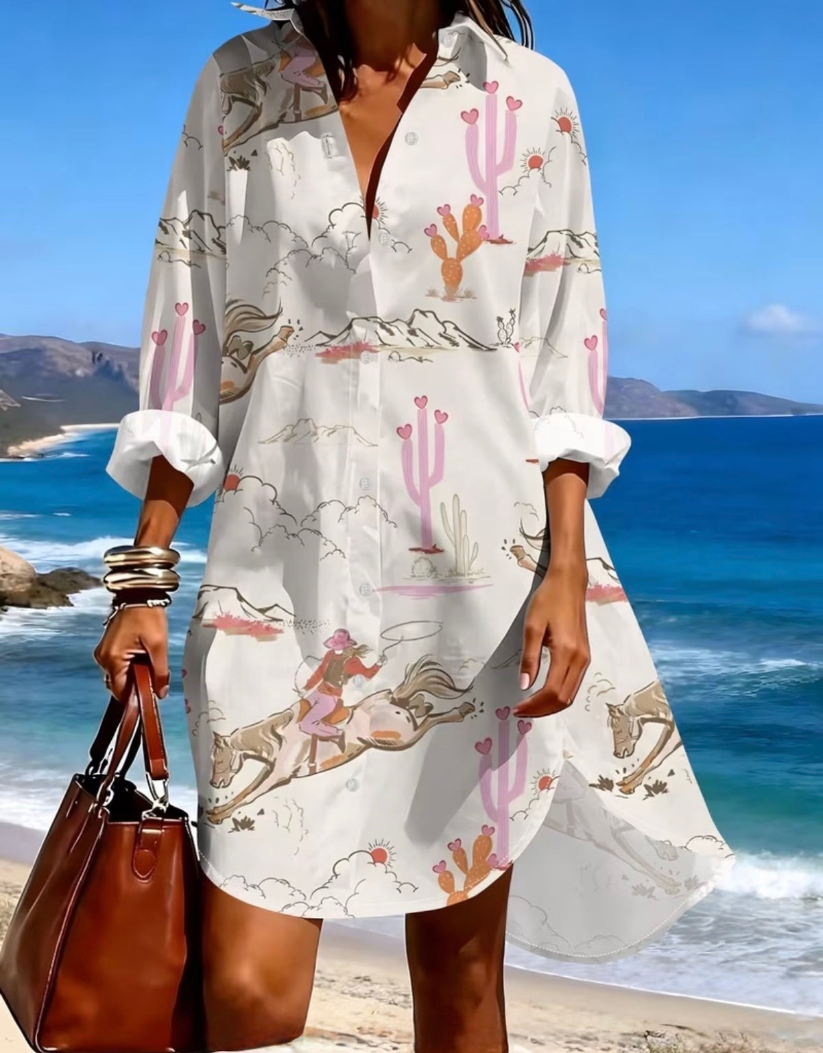 Women’s casual Long-Sleeve Shirt Dress