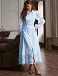Elegant Solid Colour Hollow Lace Patchwork Dress