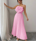 French Elegant Floral Sash Dress