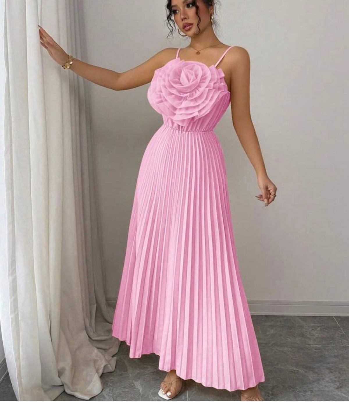 French Elegant Floral Sash Dress