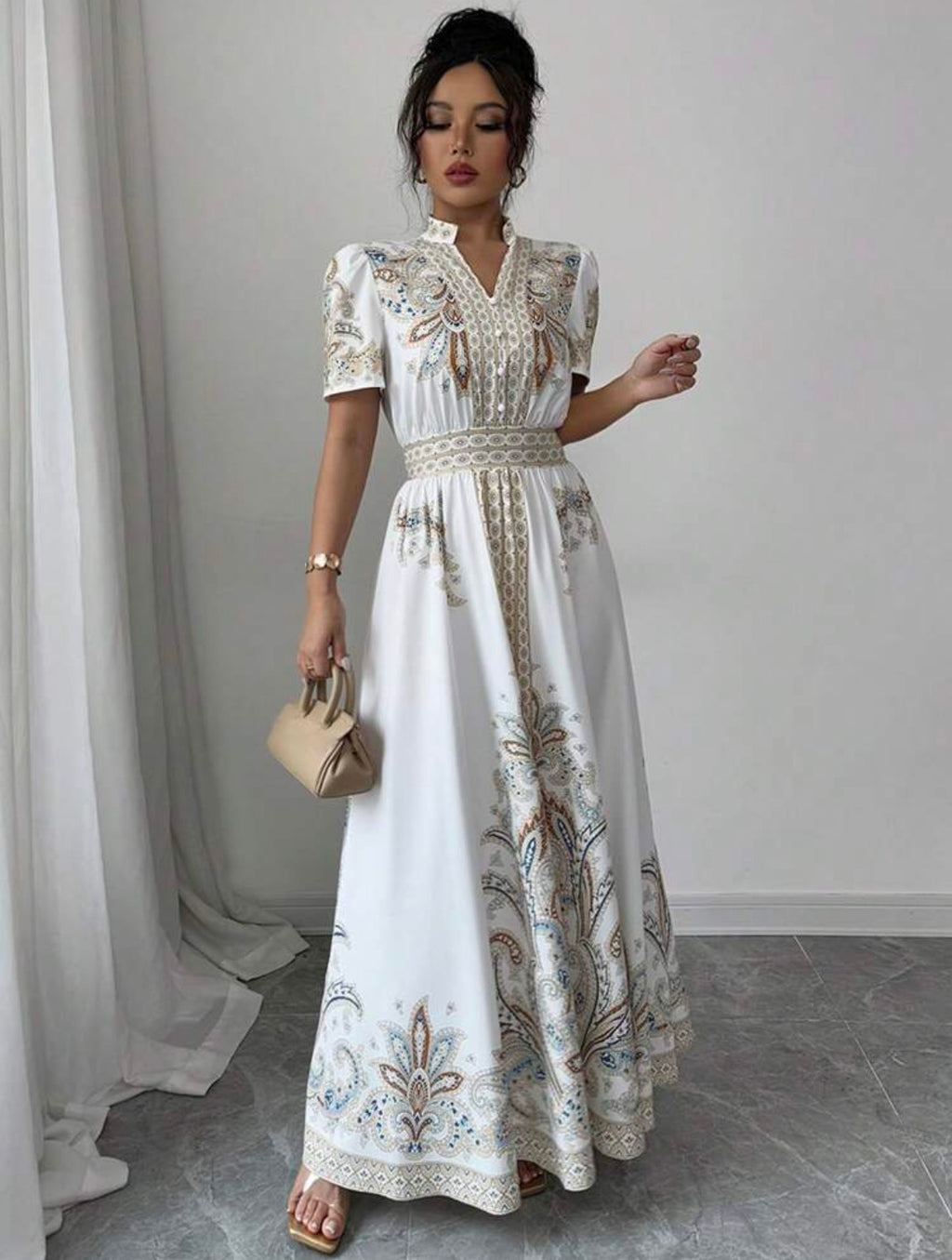 Rafferiza Bohemian Style Floral Print Dress