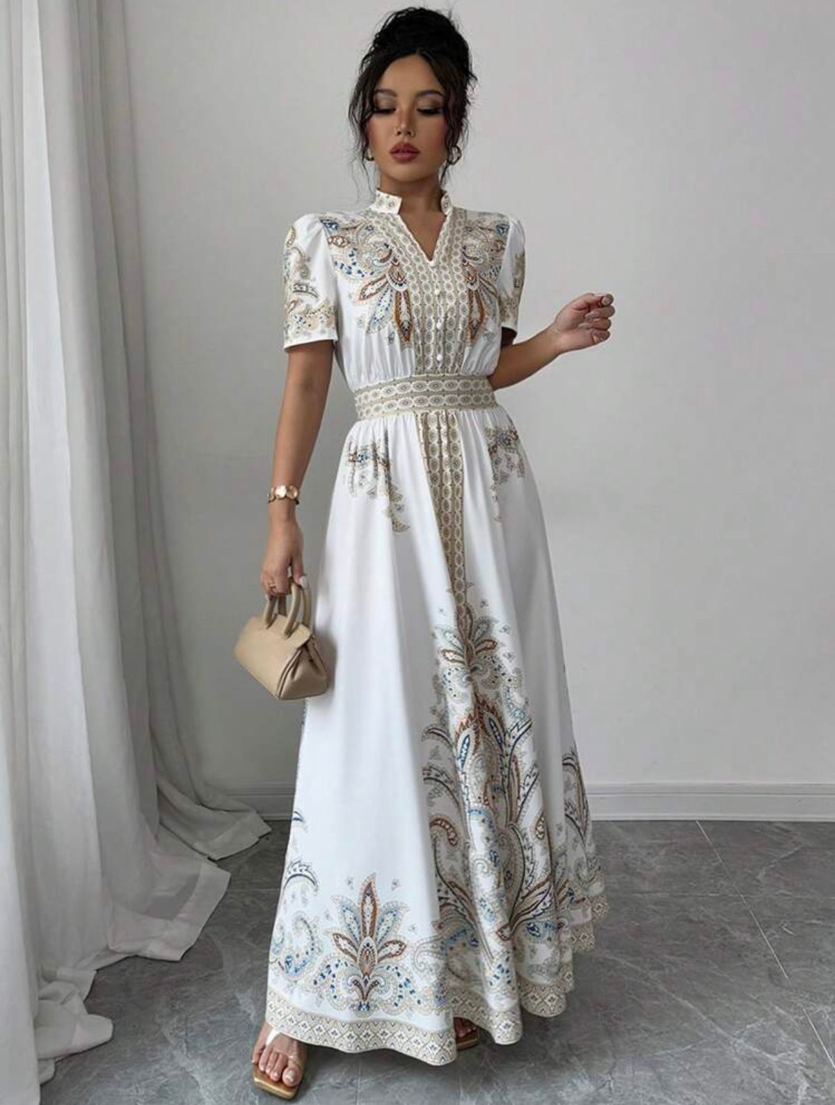 Rafferiza Bohemian Style Floral Print Dress